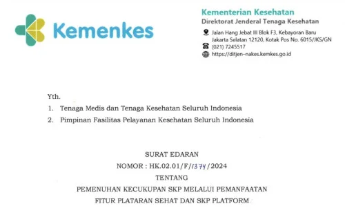 SE Pemenuhan Kecukupan SKP Melalui emnfaatan Fiur Pelataran Sehat dan SKP Platform