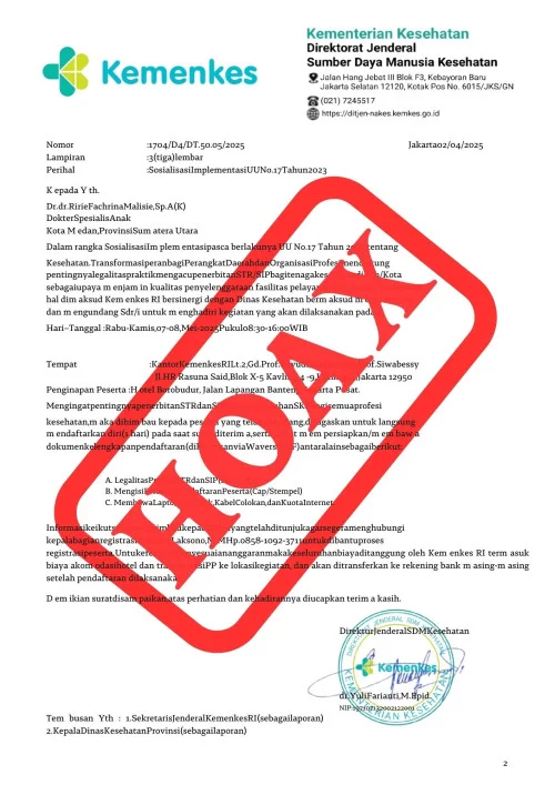 HOAX : Surat Edaran Sosialisasi Implementasi UU NO.17 Tahun 2023