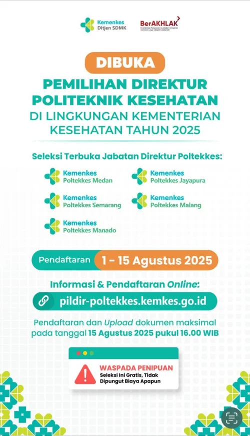 Pemilihan Direktur Politeknik Kesehatan di Lingkungan Kementerian Kesehatan RI Tahun 2025