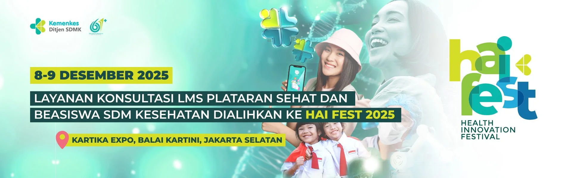 Layanan Konsultasi LMS Plantaran Sehat dan Beasiswa SDM Kesehatan dialihkan ke HAI FEST 2025
