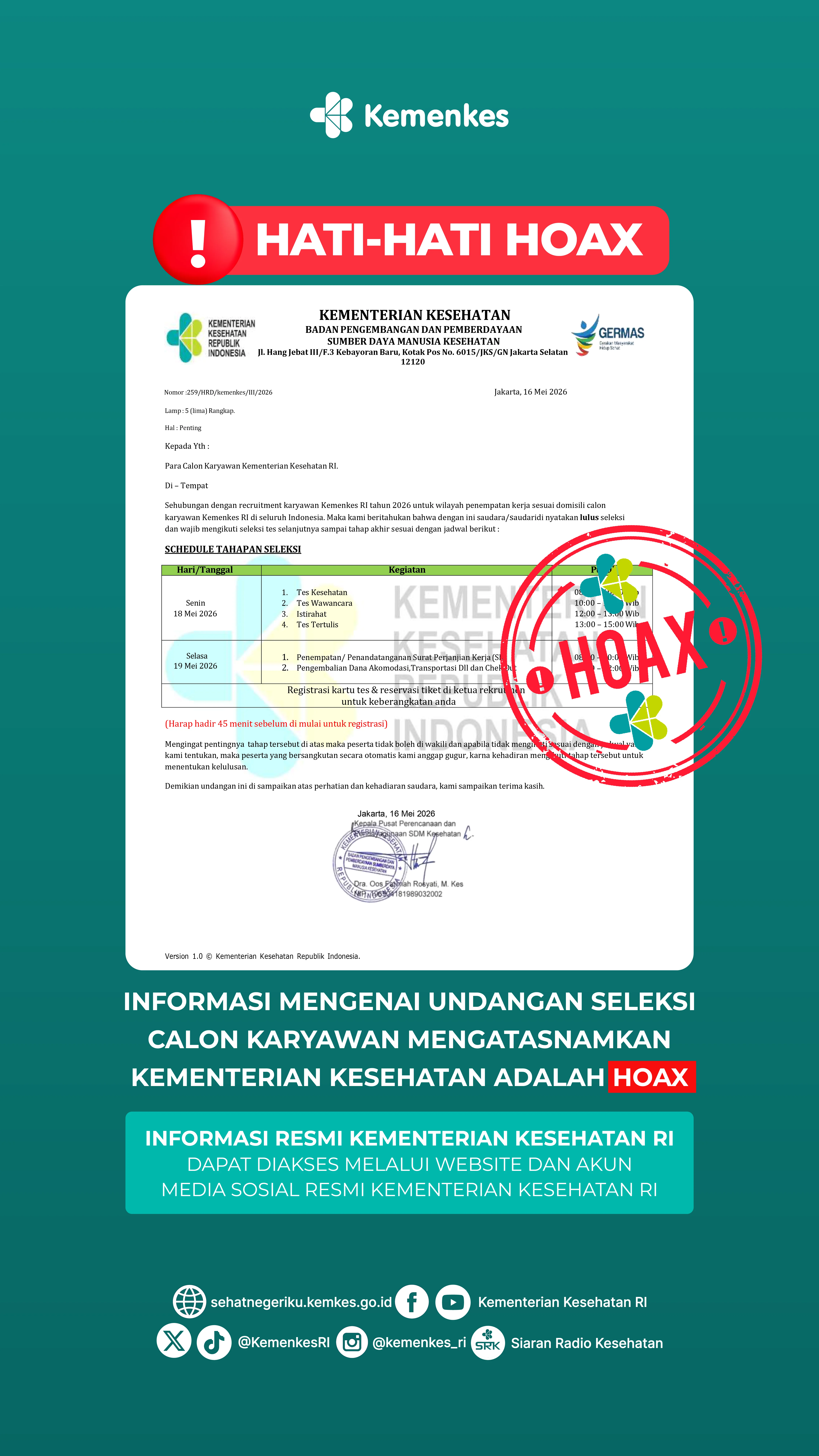 Hati-Hati..!! undangan seleksi calon pegawai Kementrian Kesehatan RI