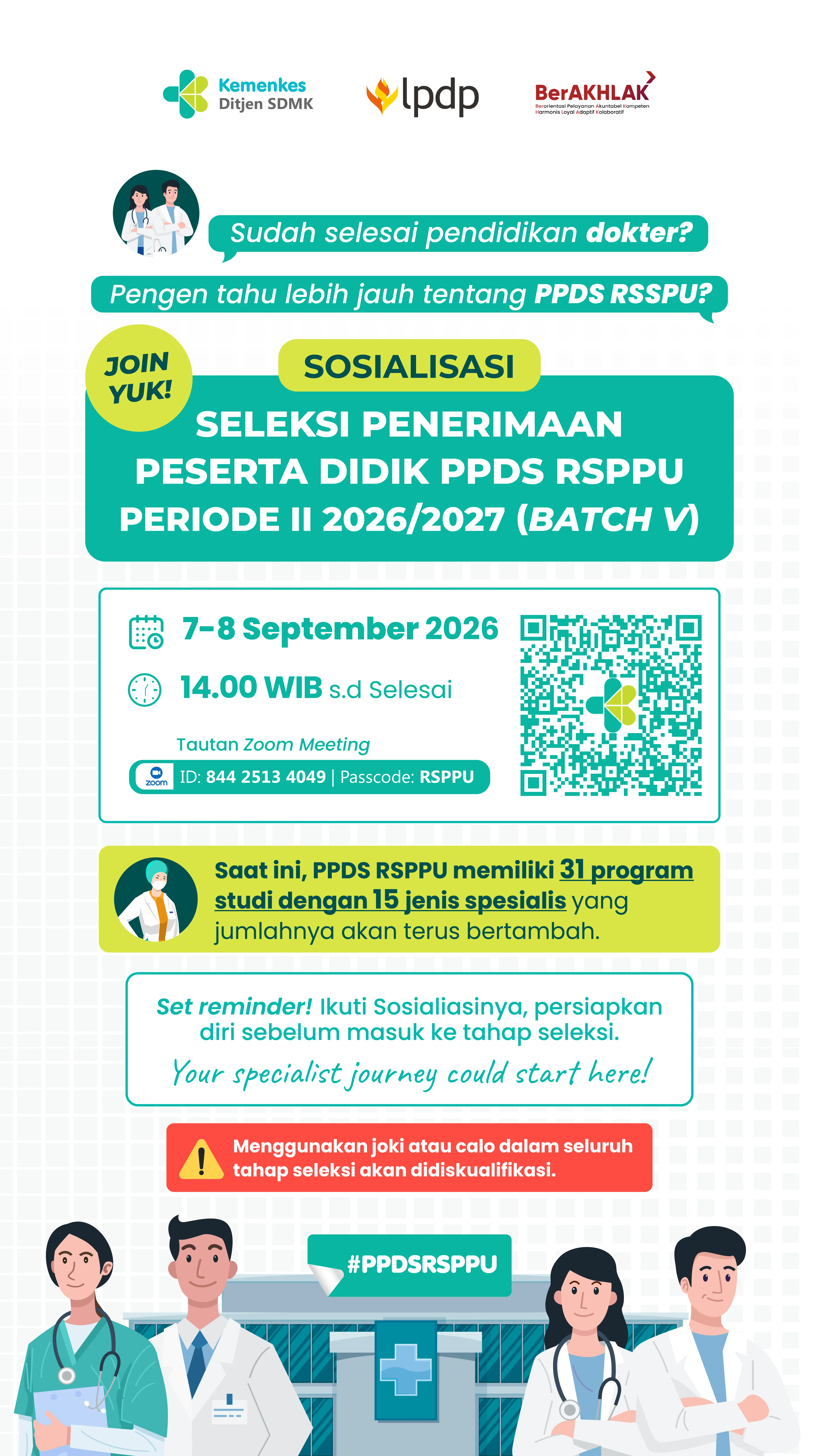 Sosialisasi Penerimaan PPDS RSPPU Periode II Tahun 2026/2027 Batch V